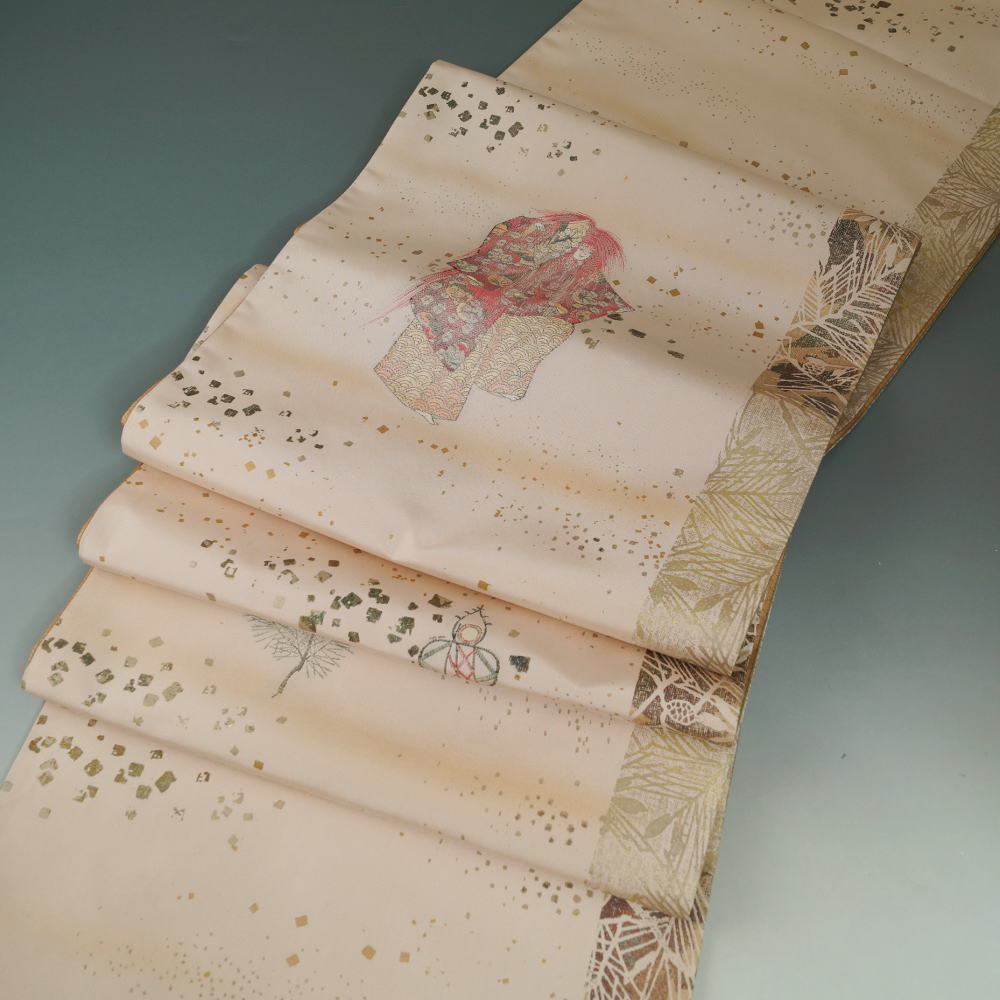 洒落袋帯 西陣 菱屋六右エ門 獅子模様 お太鼓柄 リバーシブル 両面 西陣織 袋帯 中古 リサイクル着物 正絹 リサイクル 帯 着物 きもの天陽