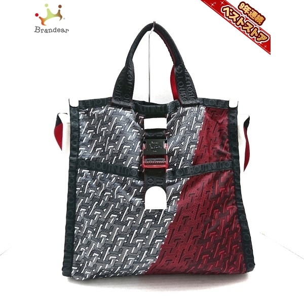 クリスチャンルブタン CHRISTIAN LOUBOUTIN トートバッグ - ナイロン×レザー 黒×レッド×マルチ 2way 美品 バッグ