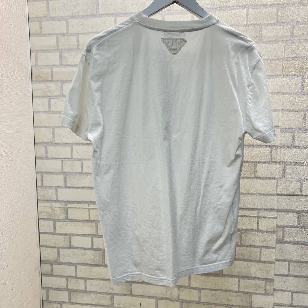 良品 プラダ PRADA 半袖 Vネック Tシャツ メンズ 三角ロゴ S メンズ 綿 