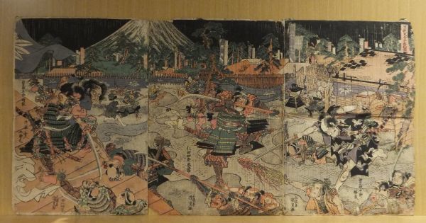 曽我兄弟十番切図」 曽我十郎祐成 曽我五郎時到 五渡亭国貞画 三枚続一