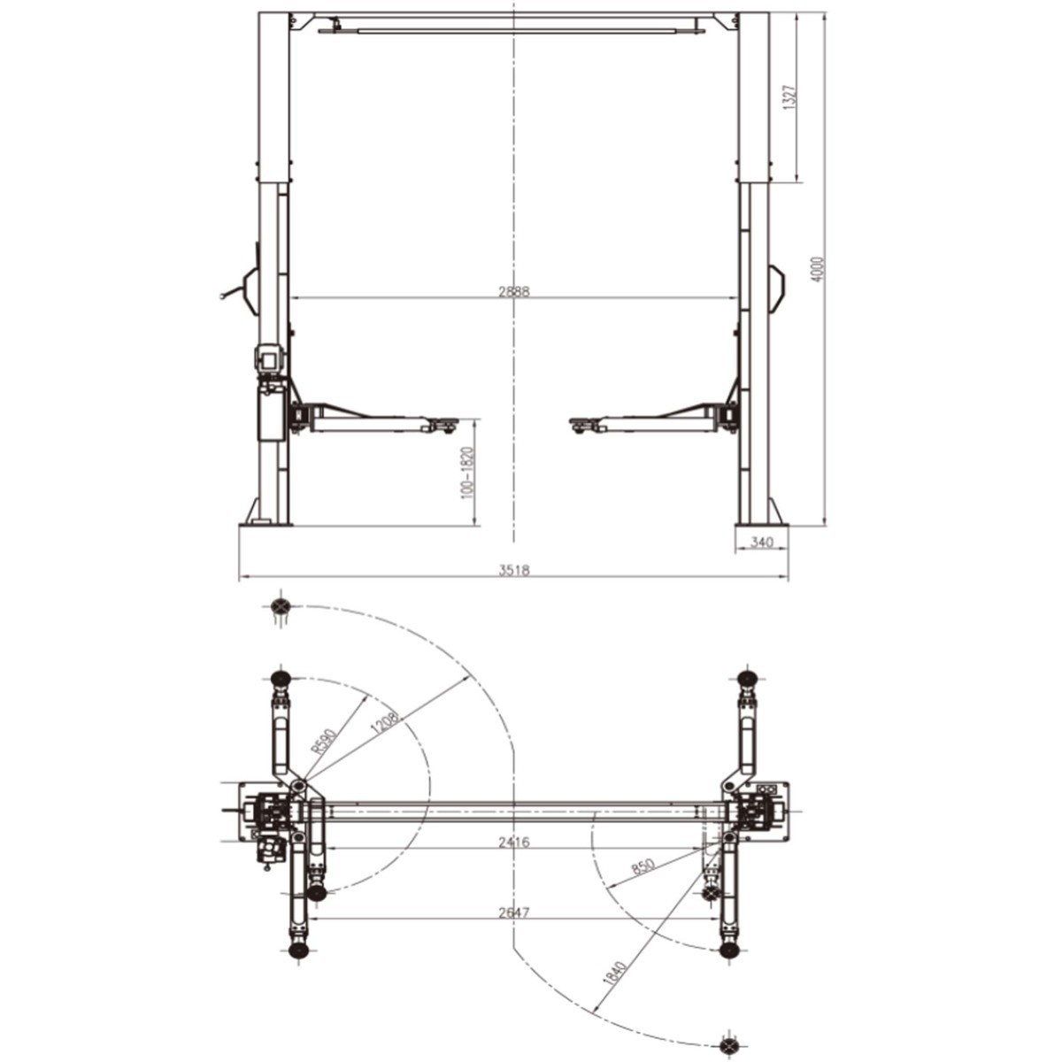 SKTOKI 門型2柱リフト SQ40CTP 最大重量4000Kg 揚高1.8m 単相200V