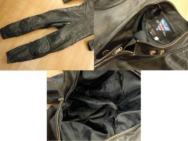 昔のコミネ革ツナギビンテージオールレザー黒ブラックバイカーg(L