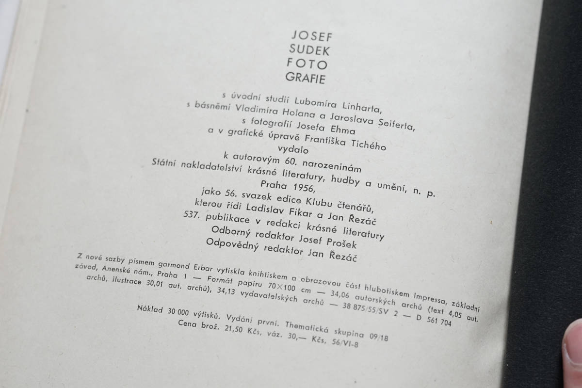 希少本 Josef Sudek ヨゼフ・スデク 作品集 / 1956年出版 写真集 