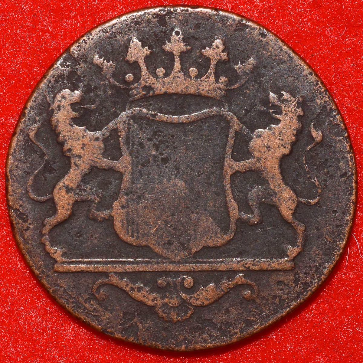 【真正保証】1790年銘オランダ領東インド諸島 2ドイト銅貨 ウィレム2世 東インド会社 VOC 和蘭 南蛮貿易 古銭 大航海時代 美品 希少 1790年 オランダ領東インド会社 (現インドネシア)VOC銅貨