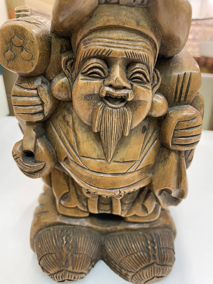 上2303 大黒天 大黒様 木彫り 木製 彫刻 七福神 仏像 縁起物 福の神 