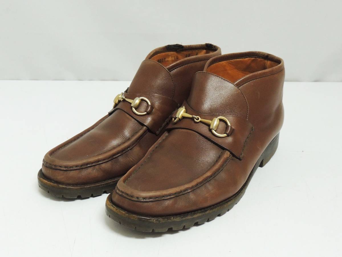 □ GUCCI グッチ 0067 114 ホースビット レザー チャッカブーツ 43 茶