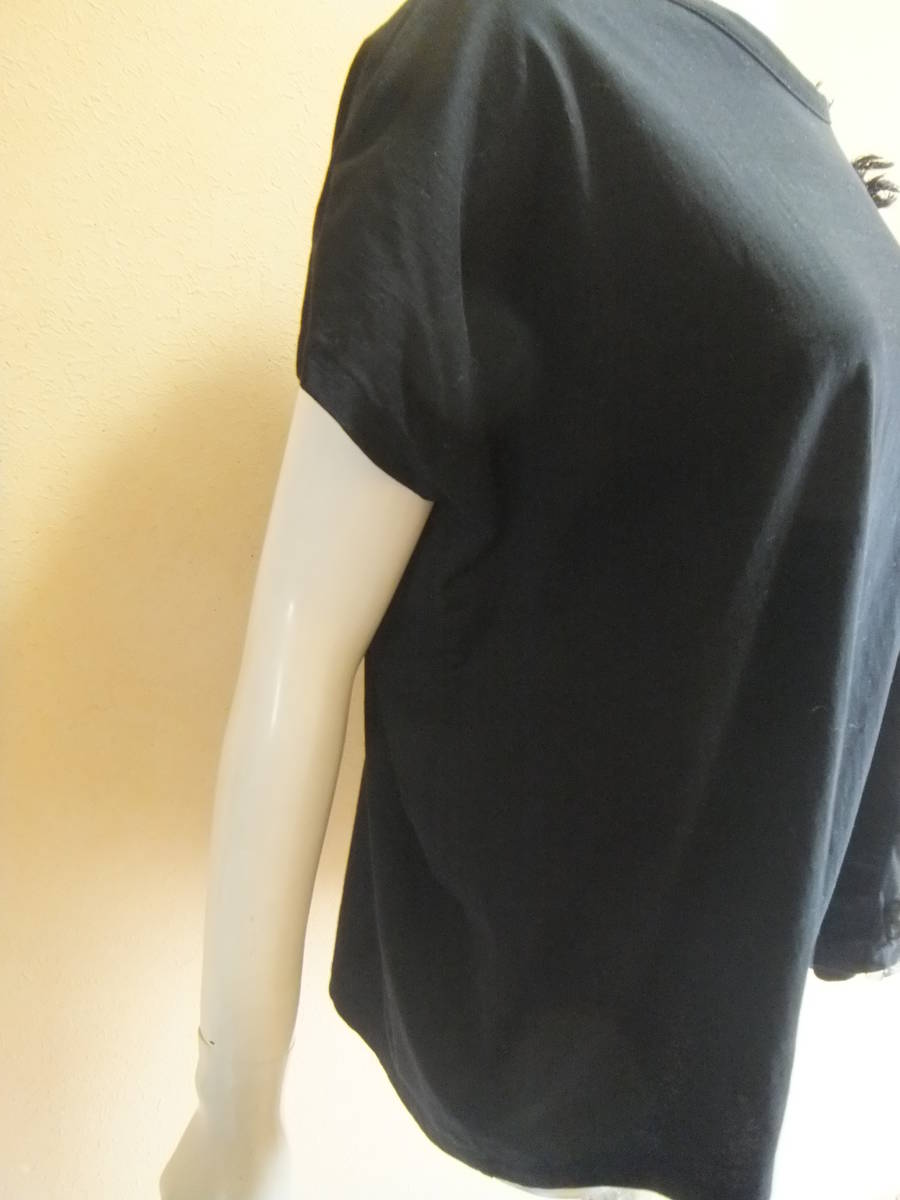 美品 ズッカ zucca 19SS サイズ M フリンジチュール ジャージィー カットソー アシメントリー Tシャツ トップス M 黒 ZU91JK021 メ12150