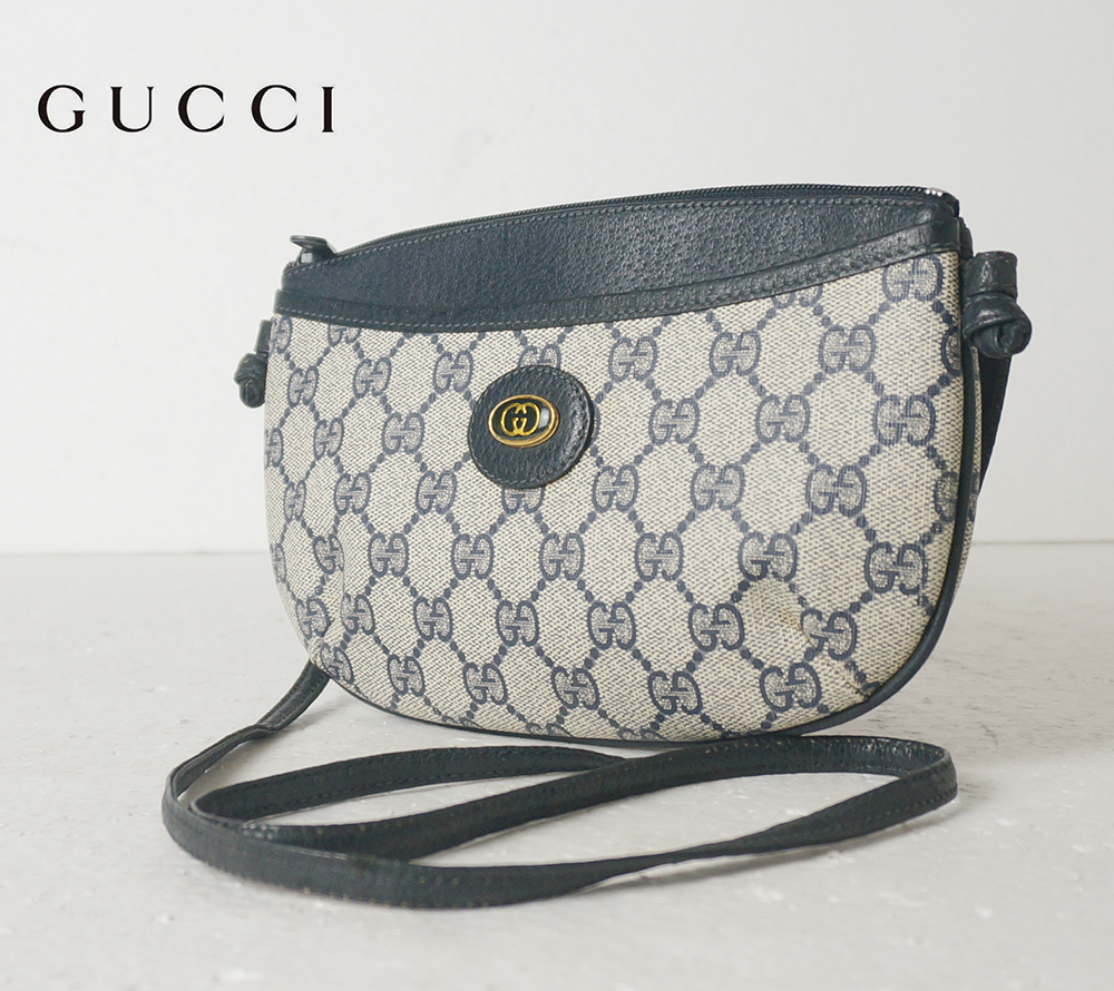 【SALE，新品】 外観 GUCCI オールドグッチ GG PVC レザー ショルダー バッグ ネイビー系 1803(オールドグッチ)｜売買されたオークション情報、yahooの商品情報をアーカイブ公開 - オークファン かばん、バッグ