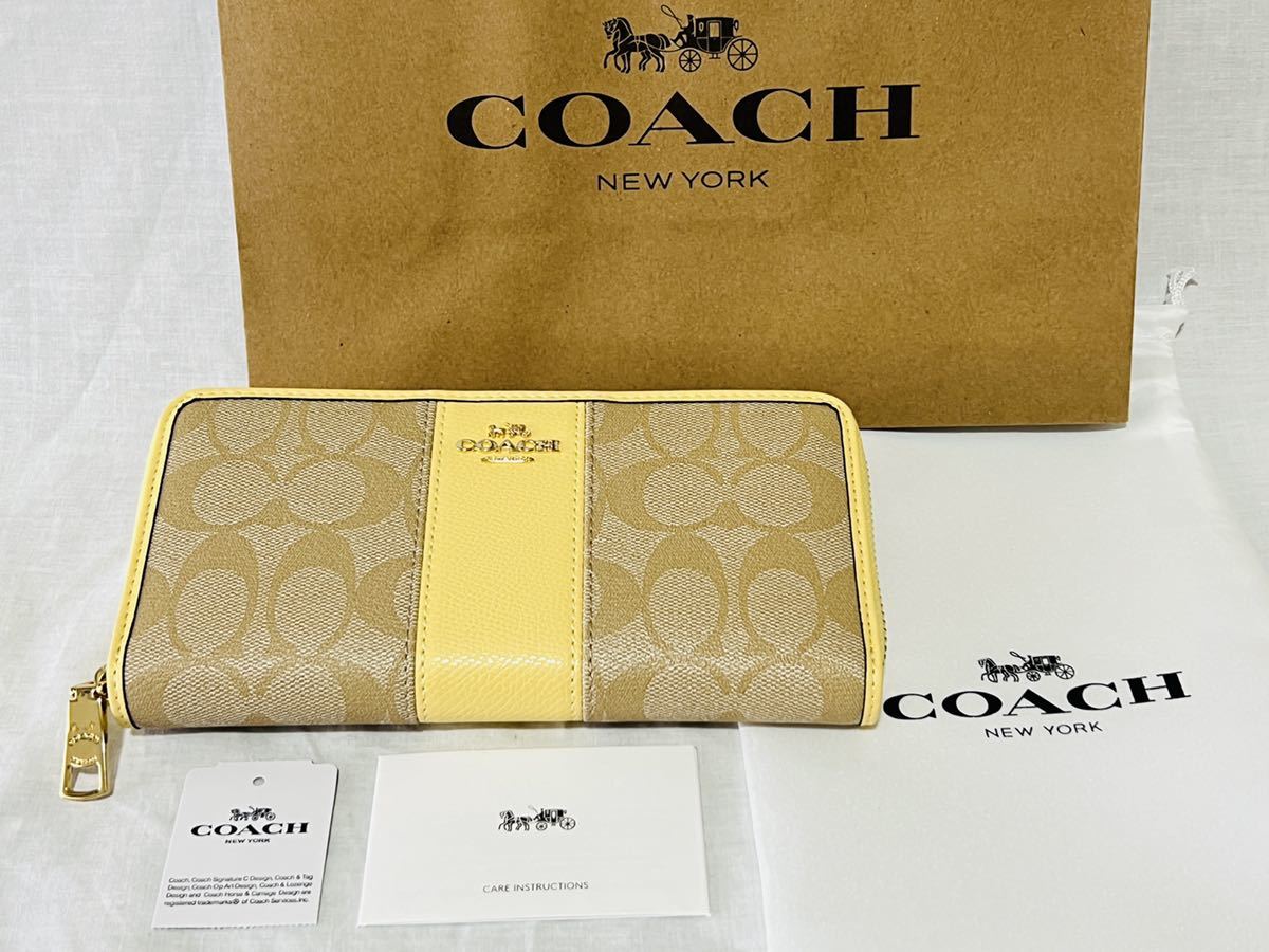 coach/コーチ 長財布 イエロー レディース プレゼント ジップ
