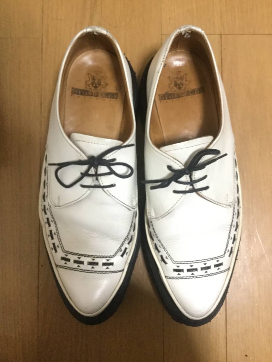 GEORGE COX 3705 UK8 WHITE MADE IN ENGLAND ラバーソール US9 レザー