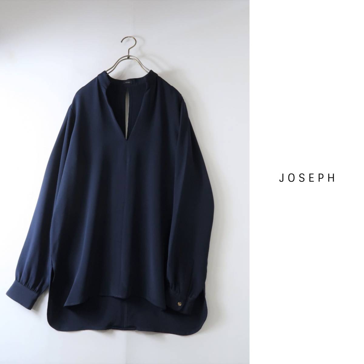 ジョゼフ JOSEPH☆シルク100% バックオープン キーネック ブラウス 38 