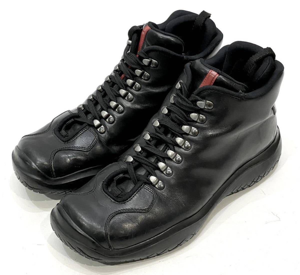 正規品 PRADA SPORT MENS レザーブーツ プラダスポーツ ミッドカット
