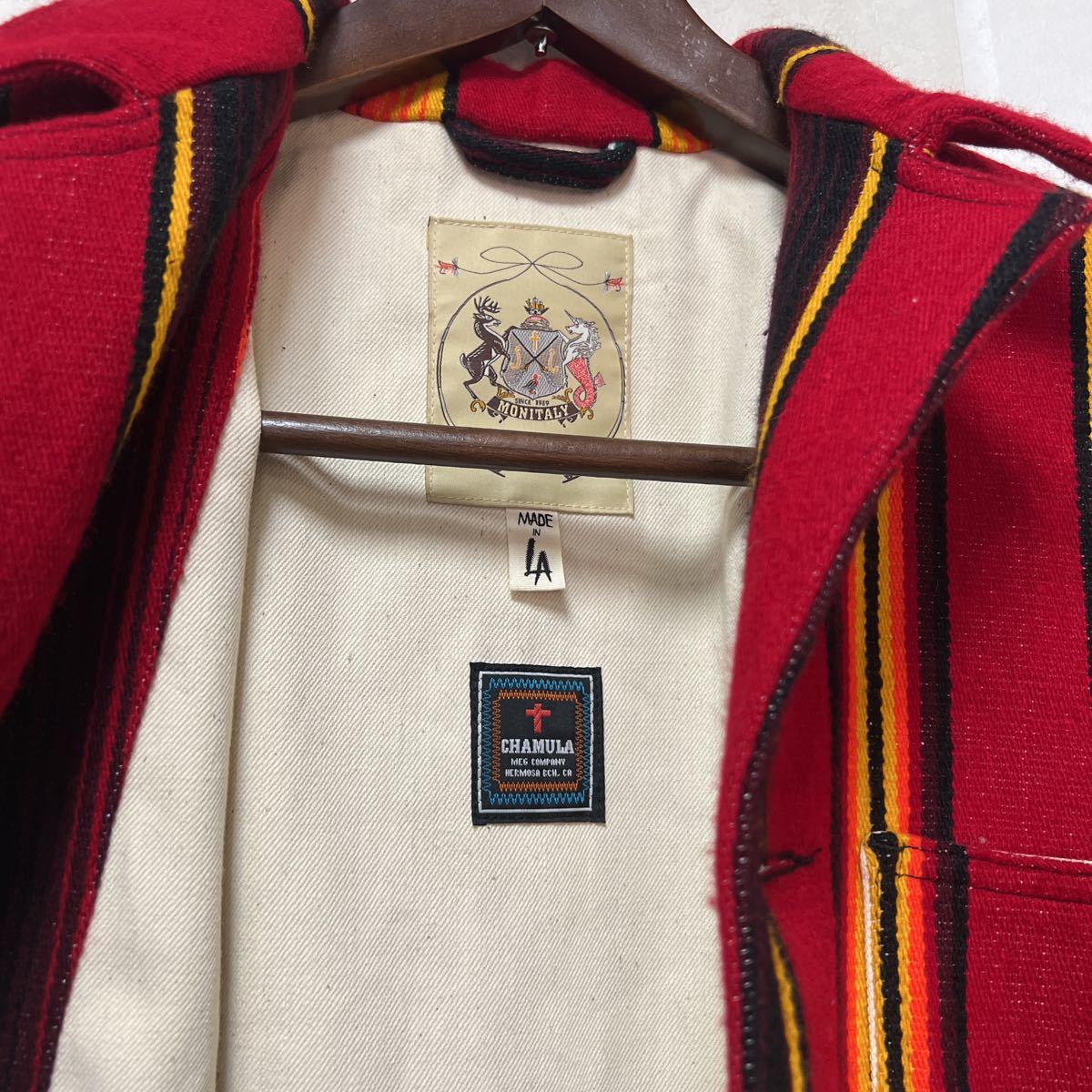 Chamula x Monitaly Italian Jail Jacket Natural Sarape Red Size M 