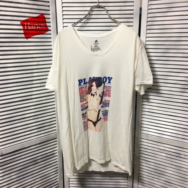 CC499bxs【Hanes】90sコットン 白 PLAYBOY エロ本 Tシャツ(丸首)｜売買 