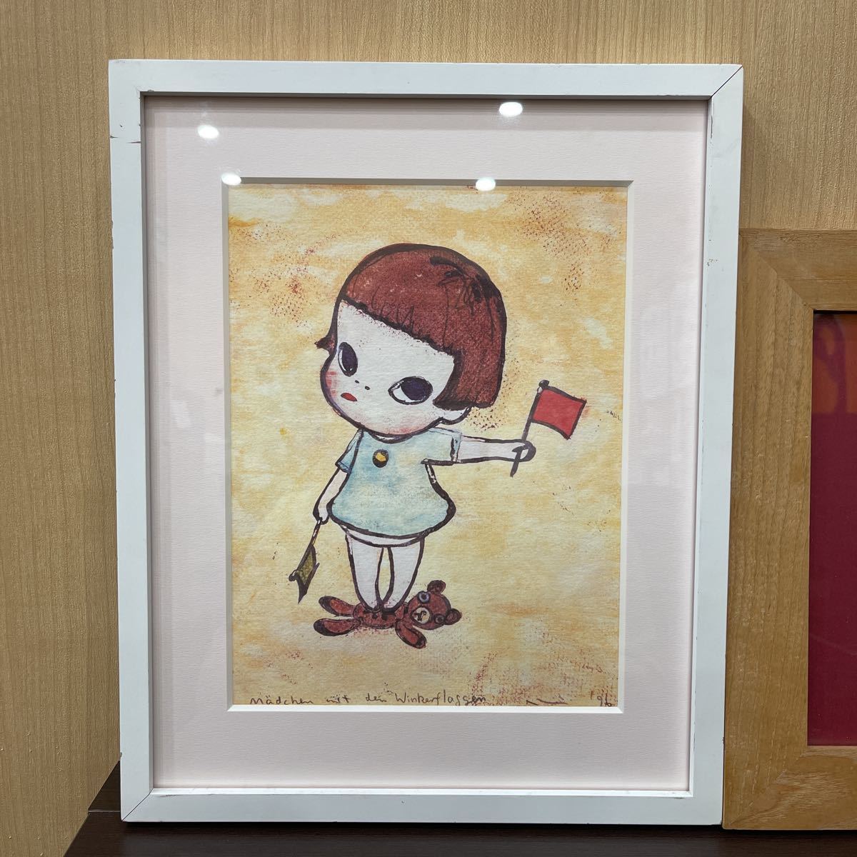 奈良美智 絵画 枠含み横26cm縦32cm Penny Lindap横25縦25 奈良