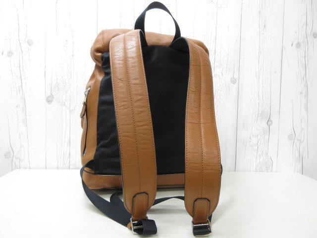 美品 COACH コーチ バックパック リュックサック バッグ レザー 茶 A4 