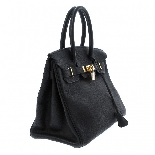 エルメス HERMES ハンドバッグ バーキン30 トゴ 黒 ゴールド金具 □H バッグ