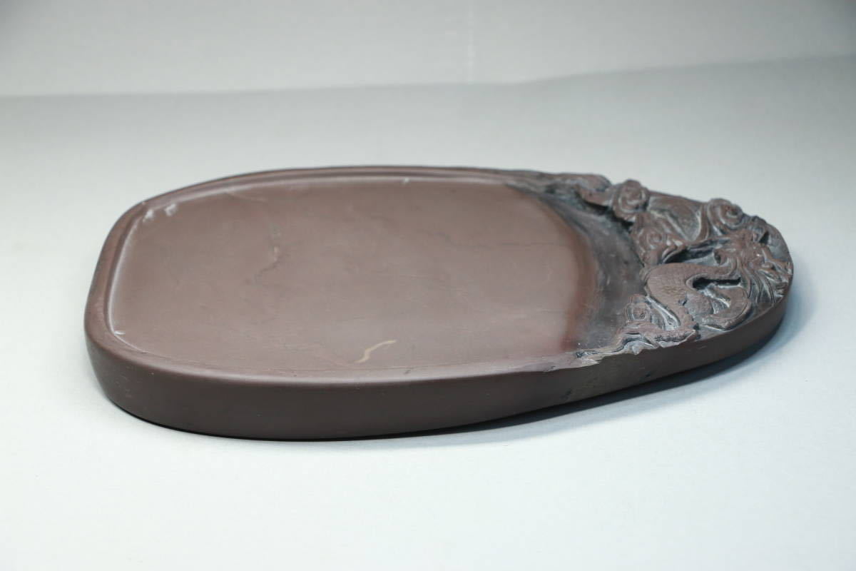 硯 端渓硯 雲龍彫硯 楕円形硯 24.5-16-5cm 活眼 端硯 すずり 端渓 歙硯 