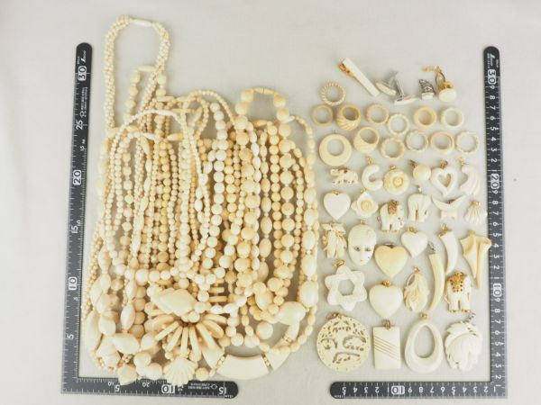 アクセサリー 象牙風 ネックレス リング トップ 等 まとめて 約740g 大量セット ヴィンテージ 指輪