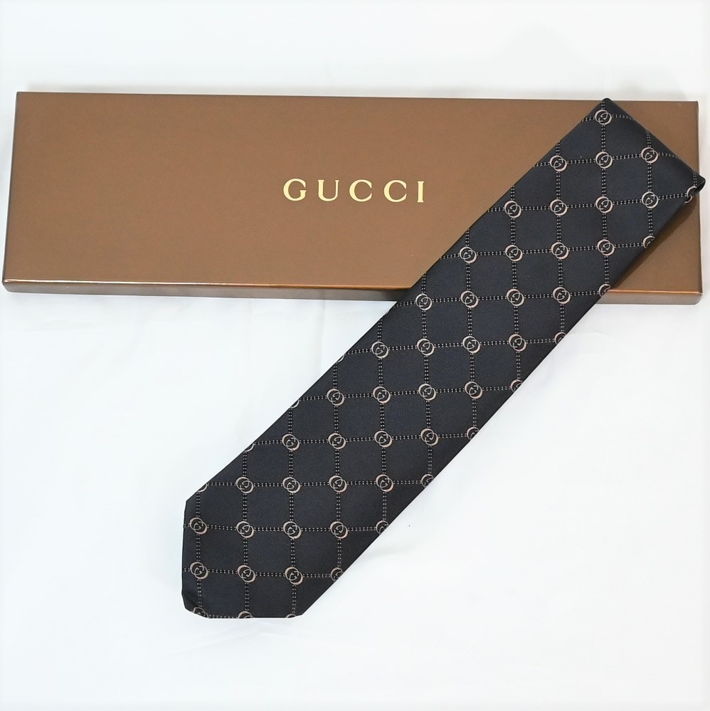 ネクタイ GUCCI グッチ (グッチ) 4E002 総柄 GG 蜂 シルクジャカード