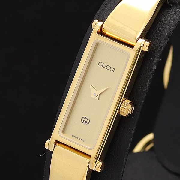 GUCCI ミニ皿 1円☆稼働◎正規良品◎箱付【グッチ】QZ 1500L バングルウォッチ