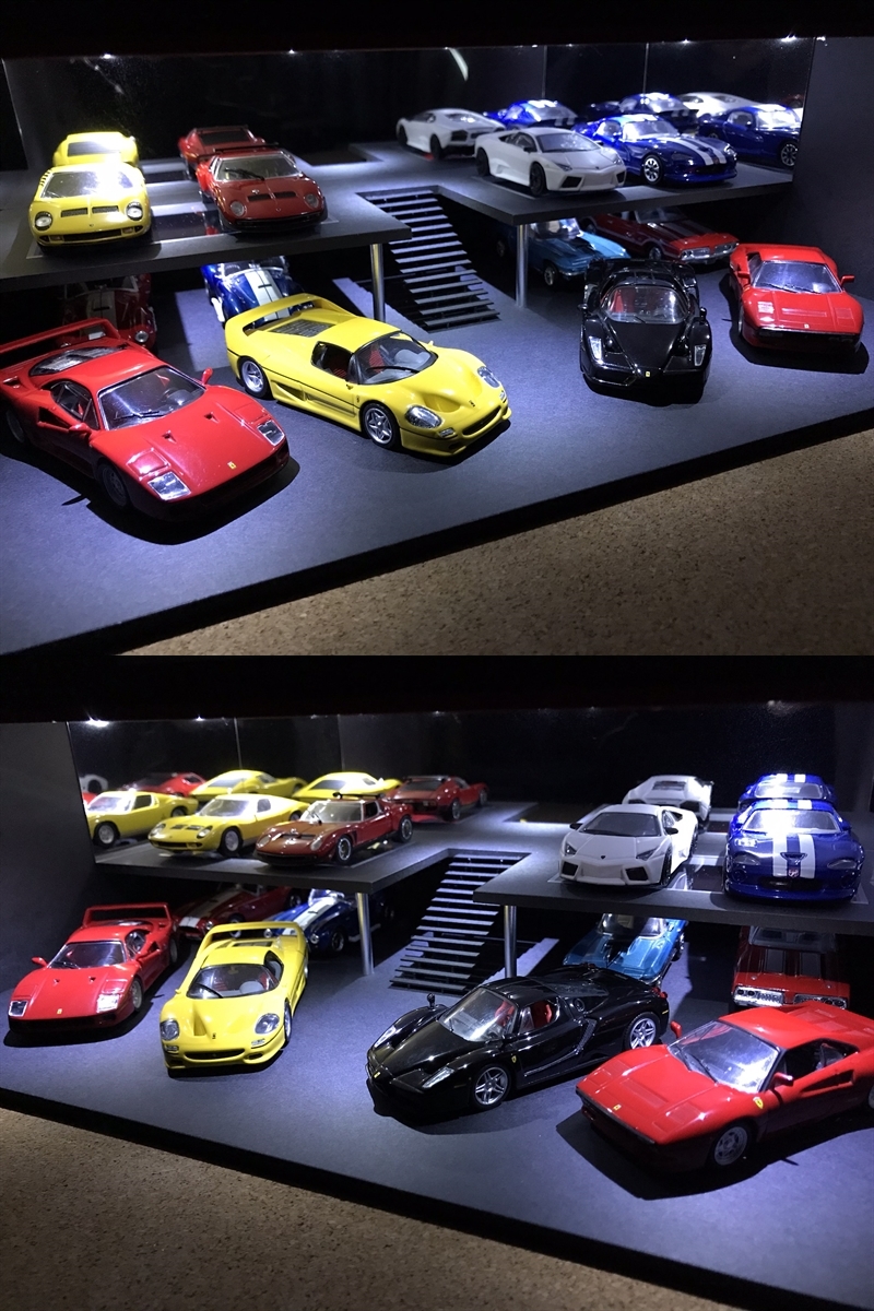 ミニカー専用ジオラマ：1/43 ショールームⅤ（ブラックボード）／LED