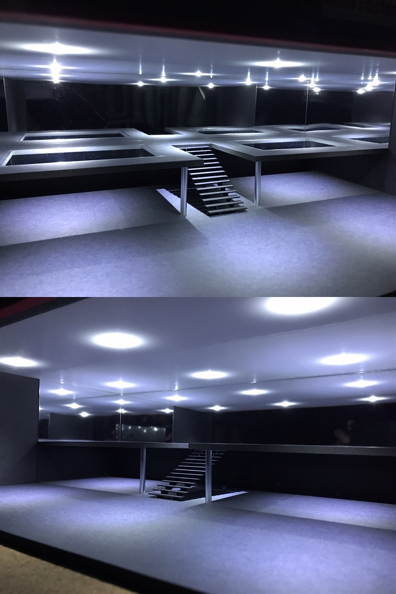 ミニカー専用ジオラマ：1/43 ショールームⅤ（ブラックボード）／LED