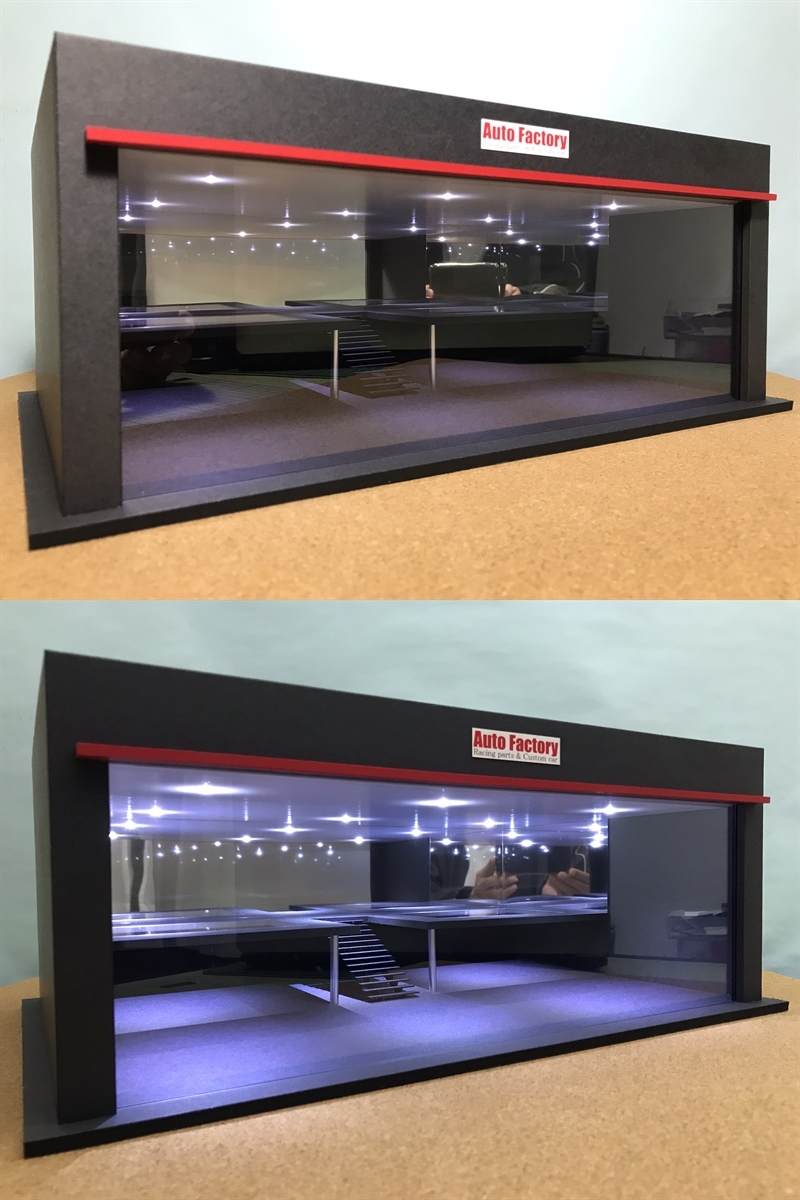 ミニカー専用ジオラマ：1/43 ショールームⅤ（ブラックボード）／LED