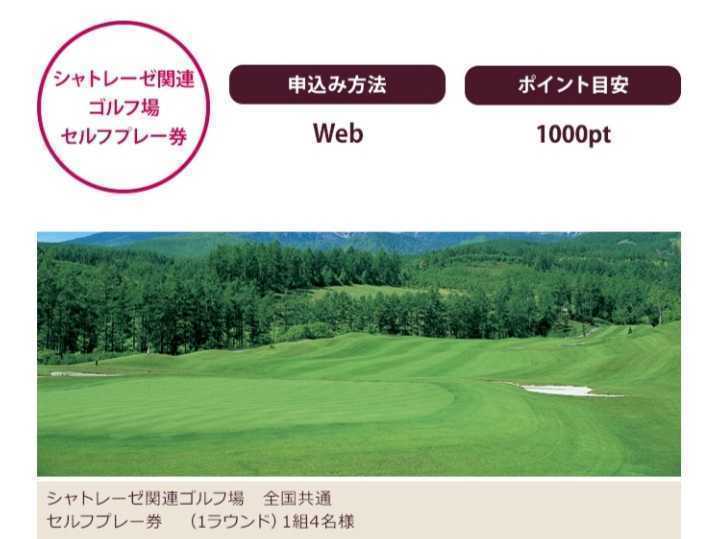 シャトレーゼ ゴルフ場 1組4名様 セルフプレー券 1000pt シャトレーゼ