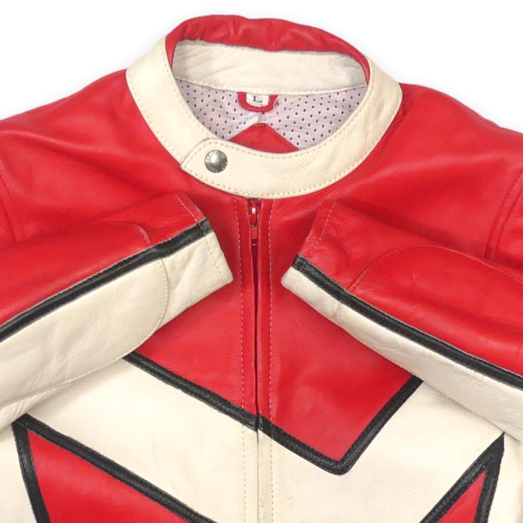 即決☆TOP RIDER☆メンズL レザーレーシングスーツ トップライダー 赤