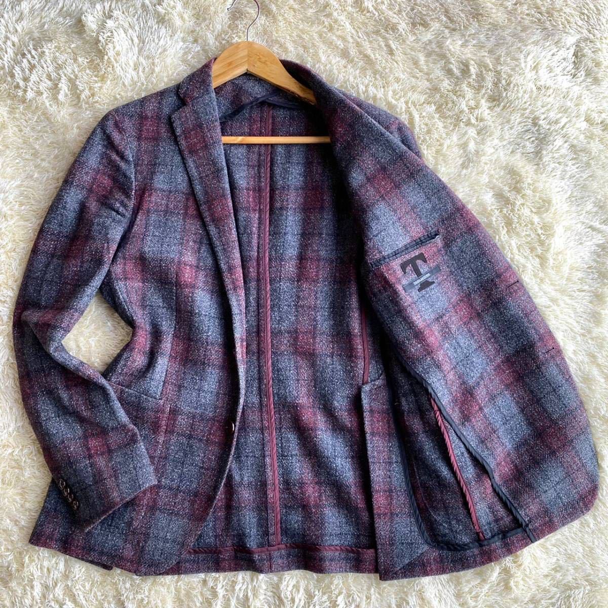 美品 TAGLIATORE テーラードジャケット チェック リネン モンテカルロ 