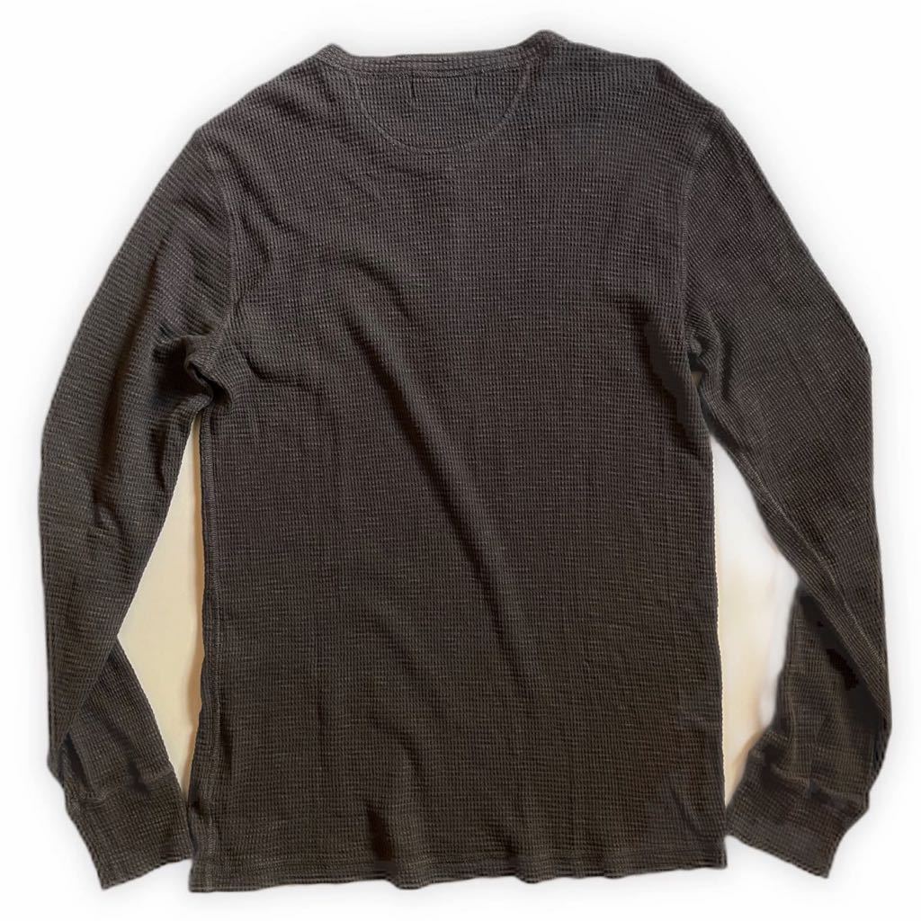 RRL “ワッフル ニット ヘンリー サーマル” L ブラック 黒 Tシャツ 