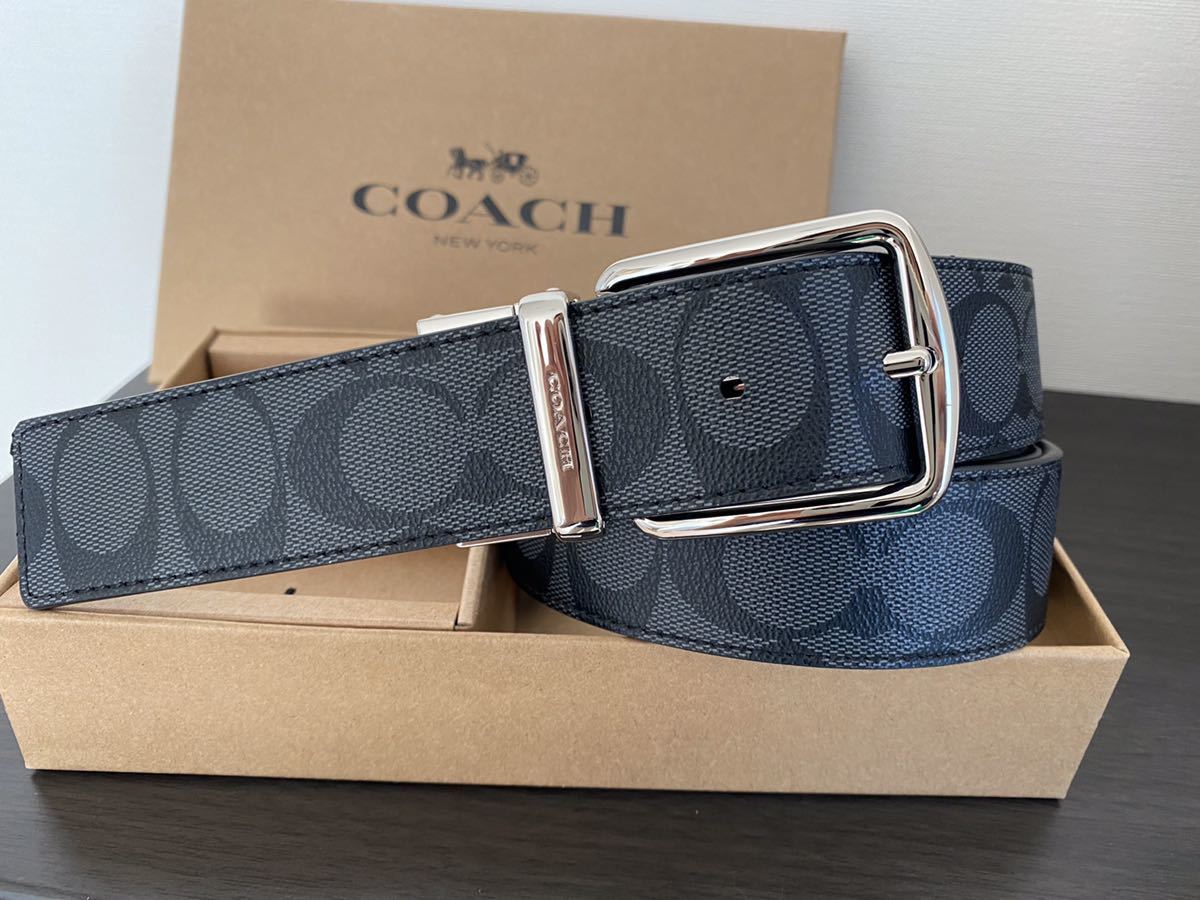 COACH コーチ 新品 リバーシブル シグネチャー 高級感シルバー