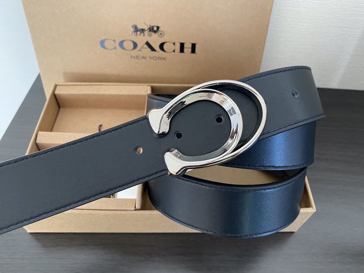 COACH コーチ 新品 リバーシブル シグネチャー 高級感シルバー