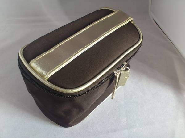 切手可・未使用・訳あり ジュエリーケース ポーチ ゴールド×茶_3