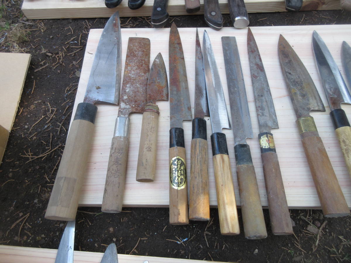 ジャンク 包丁と交換用柄 まとめて 40本以上/ 出刃 柳刃 三徳 牛刀