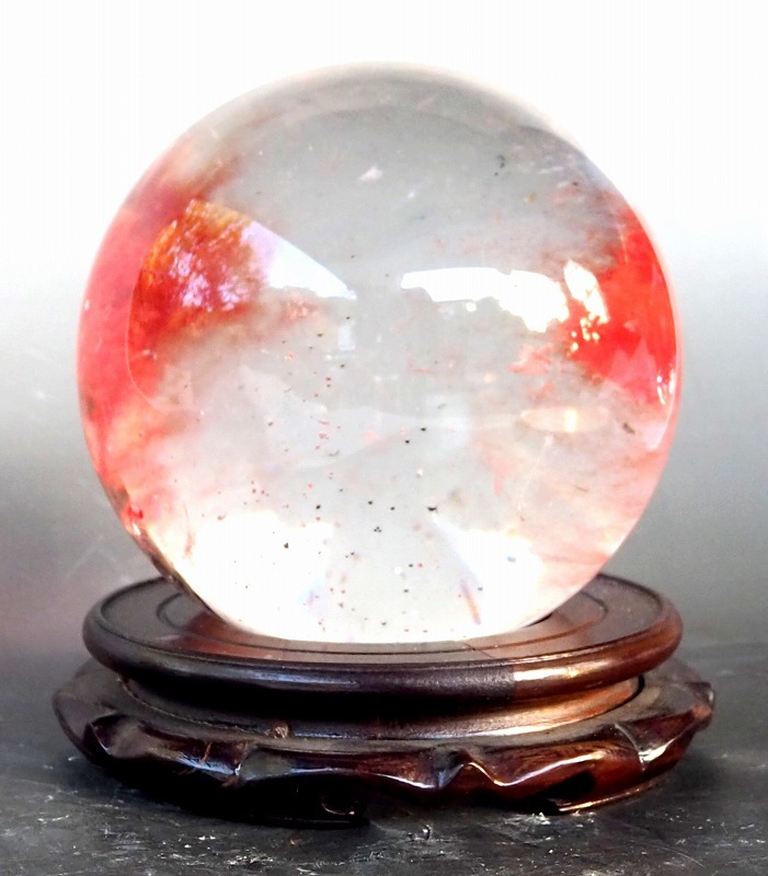 水晶玉 天然 ガラス 赤 WAHOM 天然赤水晶玉 40-60mm Size 50-60mm