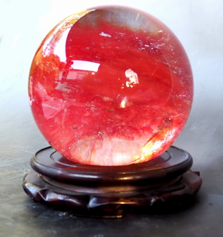 水晶玉 製錬赤装飾 クリスタル水晶 大玉 中古 【公式通販】