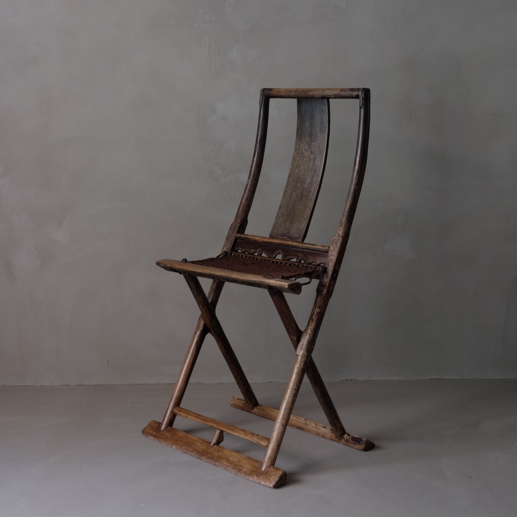 01736 古い折りたたみ椅子 / フォールディングチェア アンティーク 骨董 古美術 アート オブジェ 古家具 古道具 古民具 店舗什器