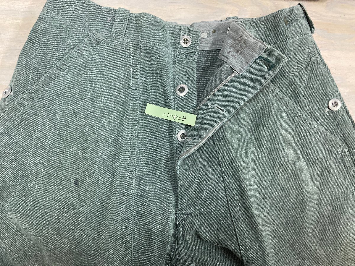 スイス軍グリーンデニム　前期 SWISS ARMY スイス軍 1950年代 前期型 デニムワークパンツ グリーン