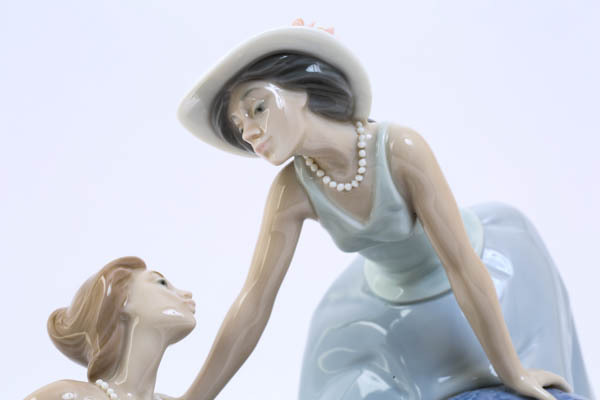 LLADRO リヤドロ 花の帽子の女性二人 フィギュリン 陶器 置物 人形