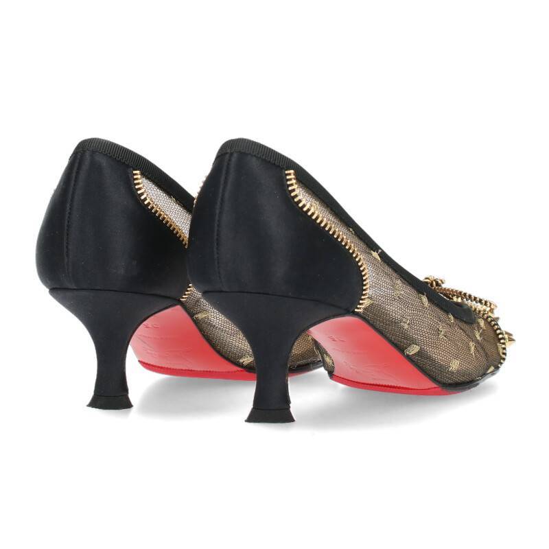 クリスチャンルブタン Christian Louboutin サイズ:35 スタッズ装飾リボンデザインパンプス ブラック×ゴールド 【1140】【99】