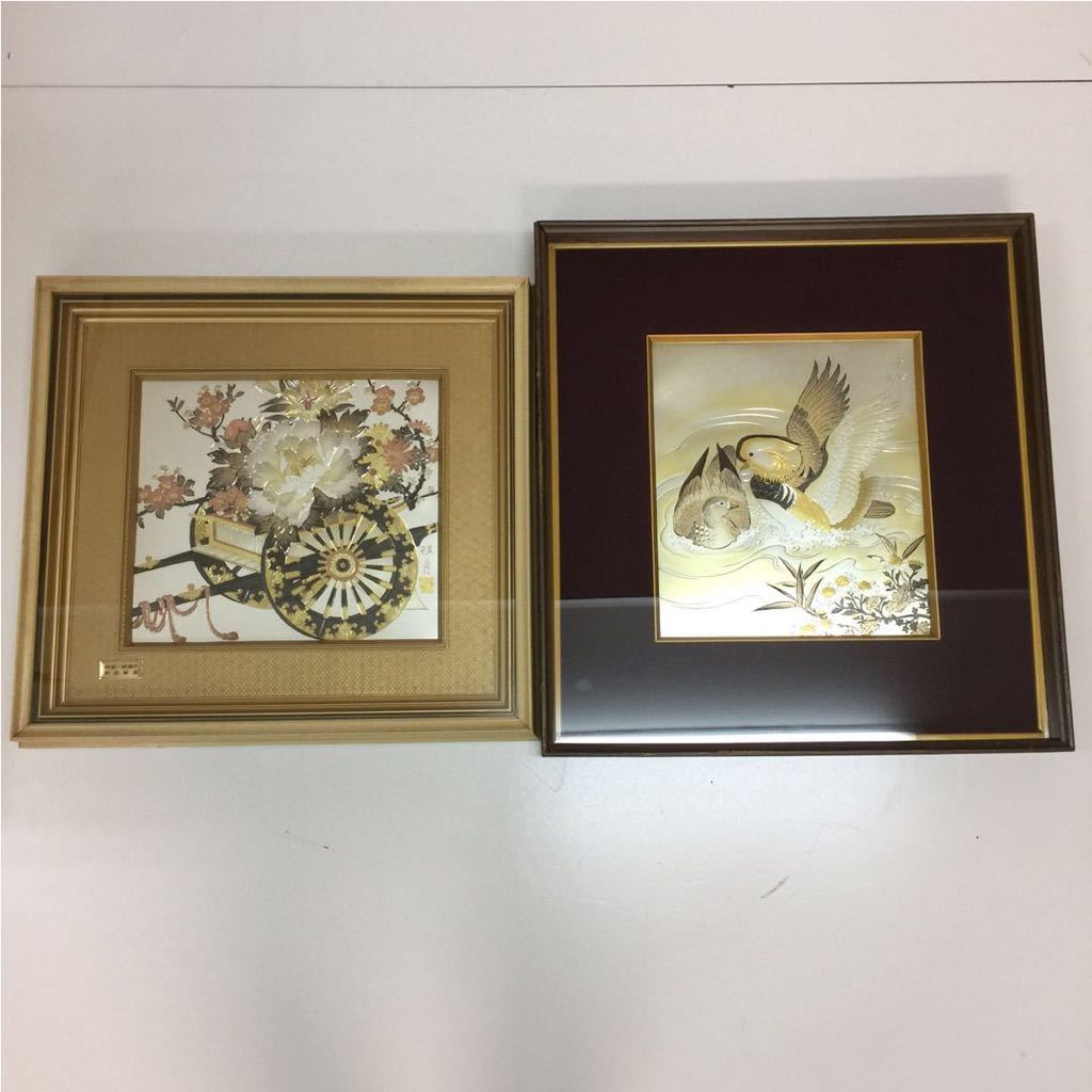 520 純金 純銀P 桂月 秀鳳 花車 おしどり 花鳥 彫金 作家品 美術 520 純金 純銀P 桂月 秀鳳 花車 おしどり 花鳥 彫金 作家品 美術