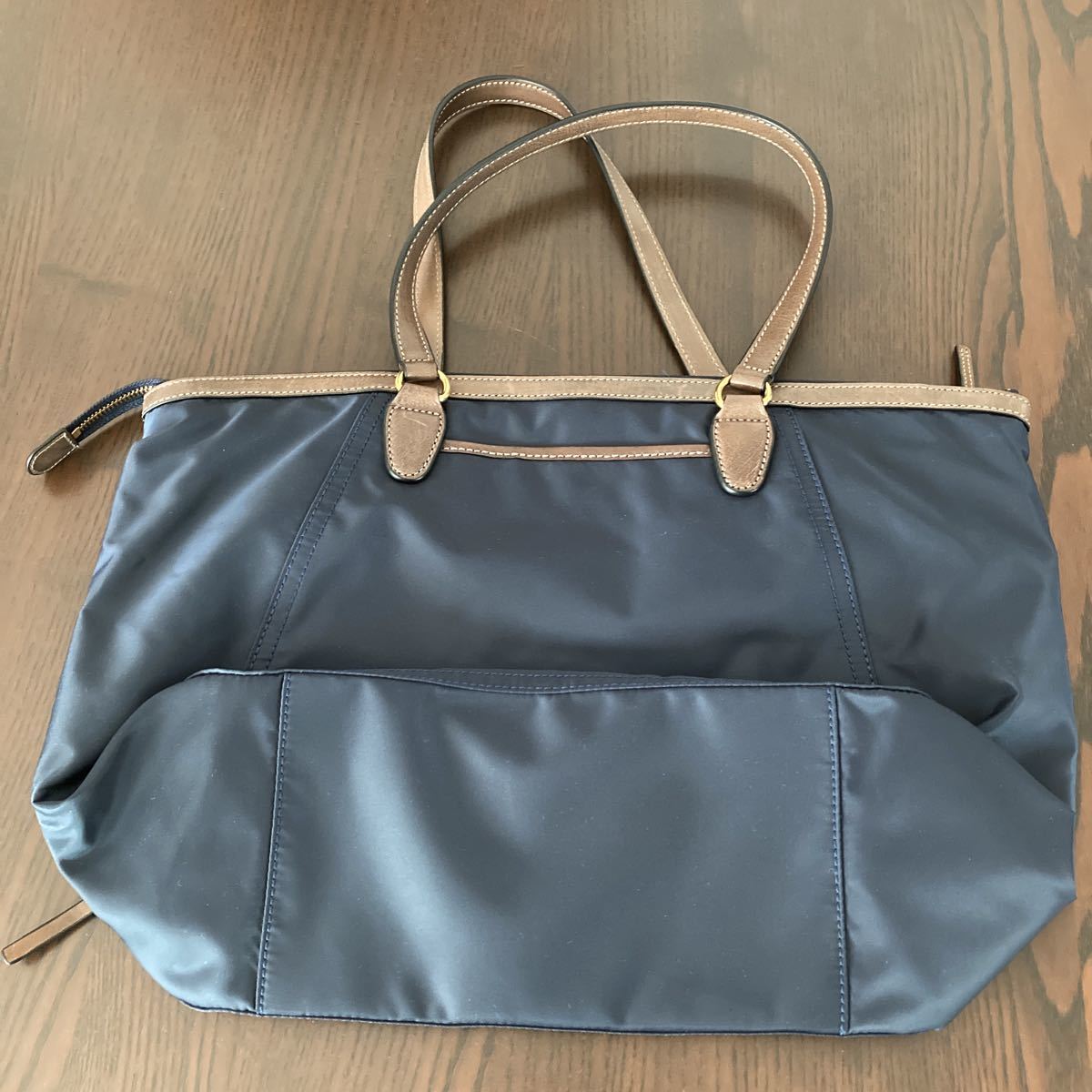 美品 SAZABY サザビー レディース トートバッグ ネイビー ナイロン製 