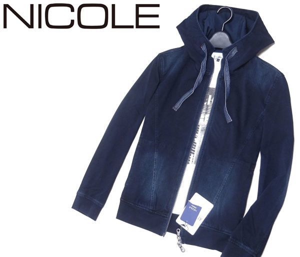 新品▼ ニコル NICOLE Selection▼ ハイテンションストレッチ Ｗジップアップ デニムパーカ 46(M)NVY