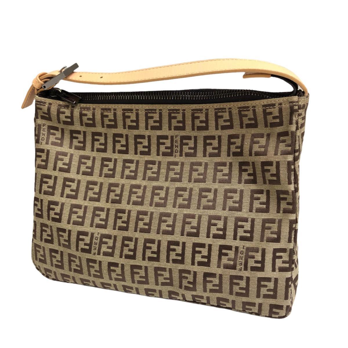 1円 FENDI フェンディ ミニバッグ ポーチ ズッキーノ FF柄 キャンバス 