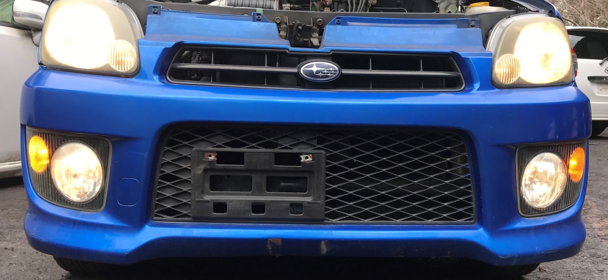 スバル プレオ RS TA-RA1 フロントバンパー グリル、フォグランプ付 Koito 114-20778 純正 COLOR 02C