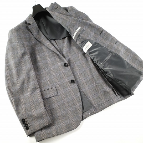 新品1円～★定価8万 イタリア生地 LANEROSSI ラネロッシ マルゾット ウール毛 ストライプ二つ釦スーツ 96AB5 総裏 ワンタック 紺◆7131◆ イタリア生地 LANEROSSI by ストライプスーツ 90A4 0