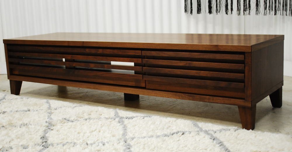 定額・送料無料・現品限り・アウトレット・未使用・国産・日本製・高品質・格子デザイン・153テレビボード・ウォールナット