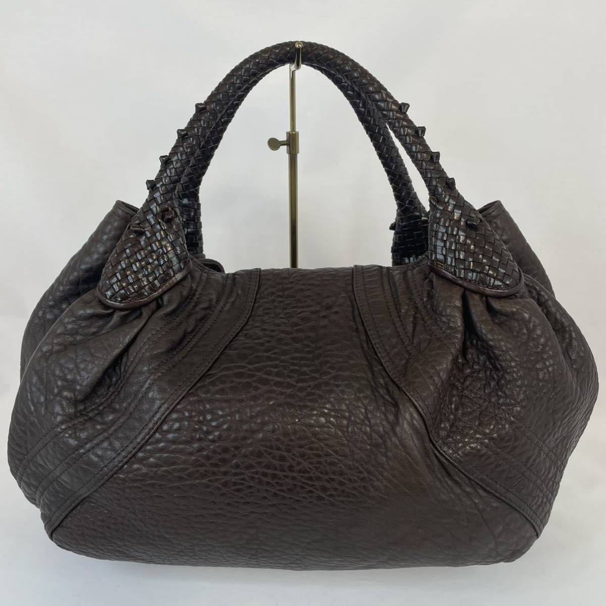 1円 極美品 FENDI フェンディ スパイバッグ レザー 内ズッカ柄 